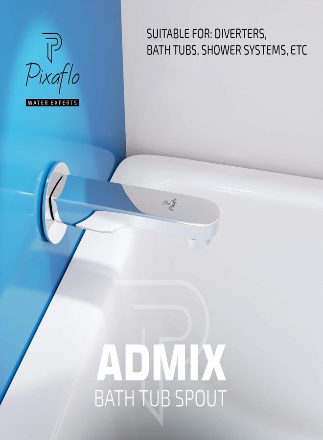 Pixaflo Admix Brass Bath Tub Spout with Wall Flange | Chrome (Pack of 1) - Image 2